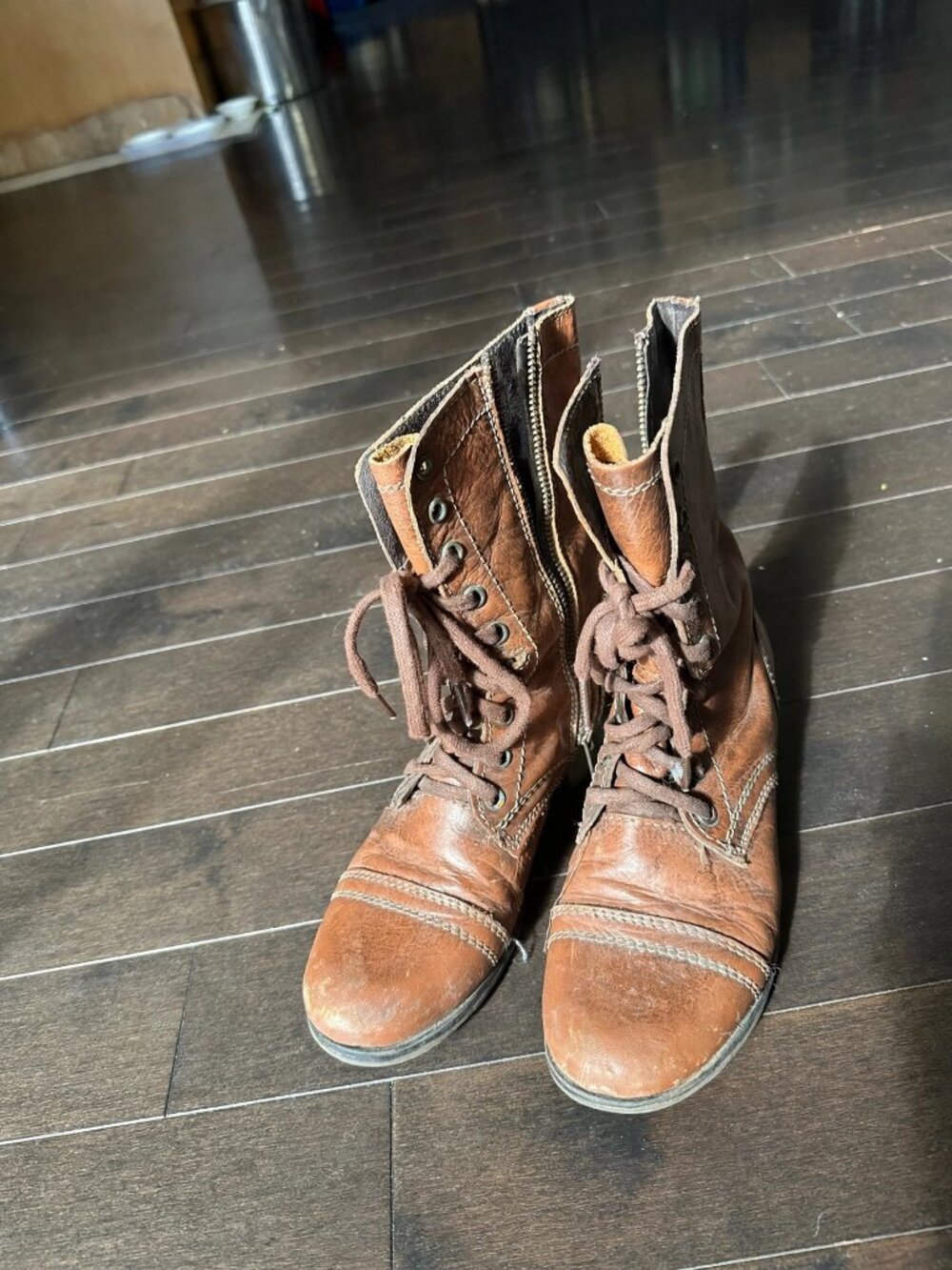 Steve Madden Brown Lace Up Combat Boots